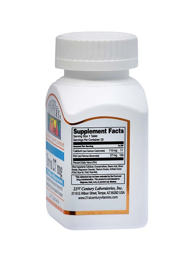 21st Century Iron 27 mg Ferrous Gluconate 30 Tablets - Image 2